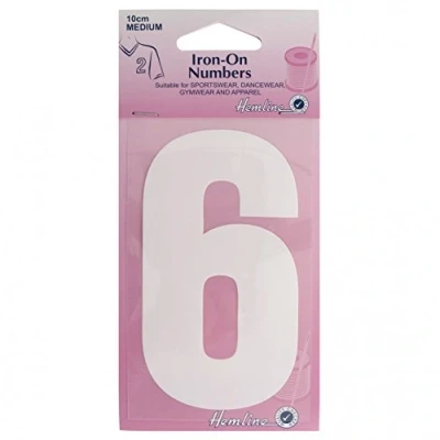 Image of Hemline Iron On Number Motif Applique White 6 each