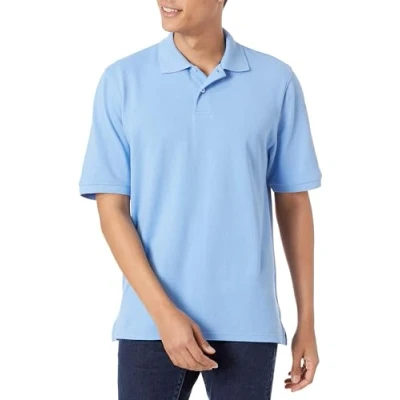 Image of Amazon Essentials Men&#039;s Regular Fit Cotton Pique Polo Shirt (Available in Big &amp; Tall), French Blue, XS
