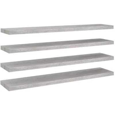 Image of vidaXL Floating Wall Shelves 4 pcs Concrete Grey 120x23.5x3.8 cm MDF