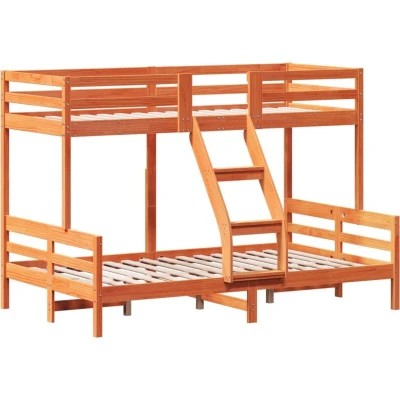 Image of vidaXL Bunk Bed without Mattress 90x200/120x200 cm Wax Brown Solid Wood