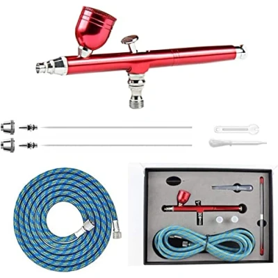Image of ABEST New Professional 0.2mm .3mm .5mm Dual Action Airbrush Spray Paint Gun Kit Complete Set with Hose, Nozzle, Needle for Model, Hobby