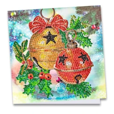 Image of Ideen mit Herz Diamond Painting Greeting Card Rhinestone Edition 16x16cm 370gsm Includes Stones, Envelope &amp; Tool (Bell with Ilex)