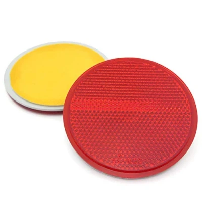 Image of 227s Self Adhesive Reflectors Stick On Round Circular Trailer Caravan Suitable for Vehicles, Cycle Carriers, Gateposts E Approved Red 70mm Depth 6 mm 2 Pack