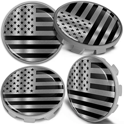 Image of Biomar Labs 4 x 68mm Wheel Centre Alloy Hub Center Caps Compatible with BMW 36136783536 Hubcaps USA Flag Silver CBS 7