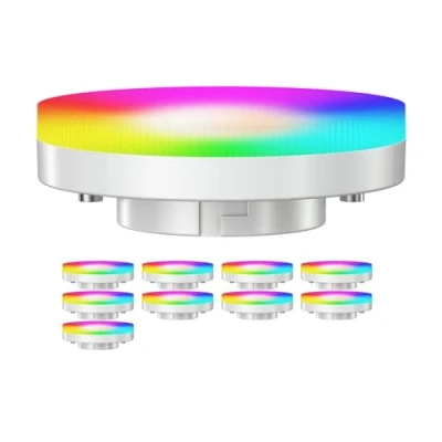 Image of ledscom.de 10 Pieces GX53 LED RGB Bulbs, Warm White Cool (2900 6100 K), 6.6 W, 670lm, 107, Smart Home, WLAN, Alexa, matt