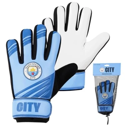 Image of Manchester City F.C. Goalkeeper Gloves for Kids Teenagers Non Slip Padded Palms Size 5 or 7 Man Gifts Boys (Size 7)