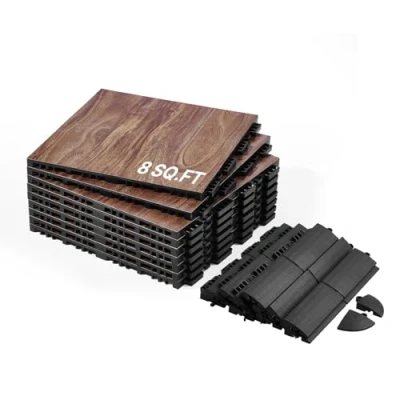 Image of VEVOR Dance Floor Tiles, 12.4 x in 9 Piece Interlocking Flooring, Portable Practice with Cushioned Base (Oak Wood Grain, sq. ft/Box)