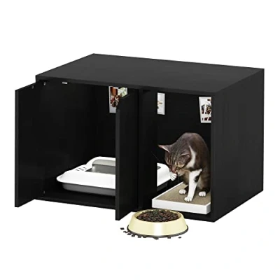 Image of Furinno Litter Box Enclosure, Wood, Americano, 39.6 (D) x 59.9 (W) 40 (H) cm
