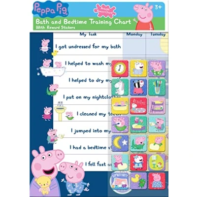 Image of Paper Projects 01.70.30.023 Peppa Pig Bath and Bedtime Reward Chart 56 Sparkly Stickers, 29.7cm x 42cm