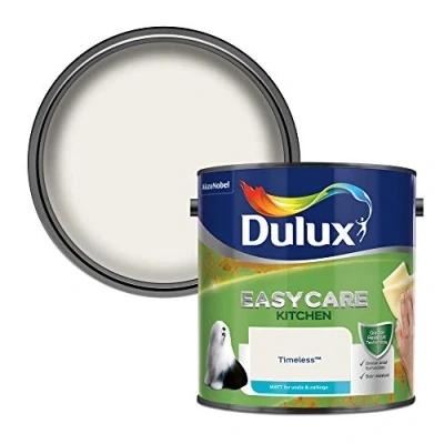 Image of Dulux 500000 Easycare Kitchen Matt Emulsion Paint For Walls And Ceilings Timeless 2. 5 Litres