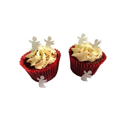 Image of 100 Precut White Edible Wafer Paper Mini Christmas Angels Cake Toppers Perfect for Cupcakes or Table Decorations