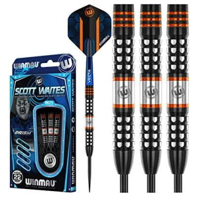 Image of WINMAU Scott Waites 22 gram Tungsten Darts Set with Flights and Stems (Shafts)