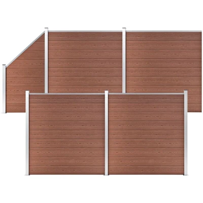 Image of vidaXL WPC Fence Set 4 Square + 1 Slanted 792x186 cm Brown