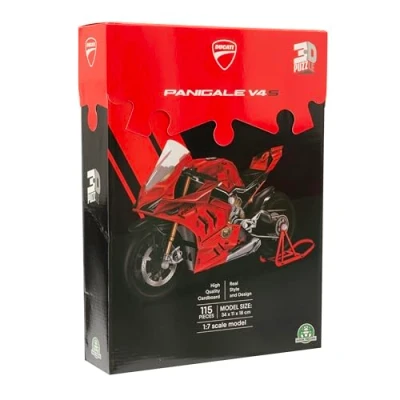Image of GP Moto Sport Ducati 3D Authentic Panigale Motorbike Puzzle 120 Pieces, Official Licensed Livery, Easy Assembly, No Tools or Glue Required, Plastic Tyres, Durable Cardboard 30x11.2x17.5cm