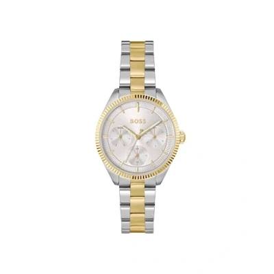 Image of BOSS SAGE Sport Watch silvercoloured/goldcoloured/white, Women&#039;s, Size: One Size, Silver coloured/gold coloured/white