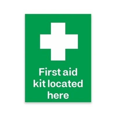 Image of First Aid Kit Located Here Sticker, Joyfulmap 1 pcs Safety Lables Signs of Waterproof Self Adhesive 20x15cm