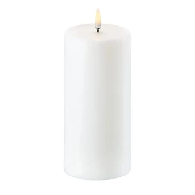 Image of UYUNI Lighting Flameless LED Battery Operated Pillar Candle with 2 x C Batteries 7.8cm 15.2cm Nordic White