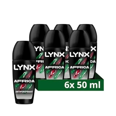 Image of Lynx Africa Antiperspirant Roll On 2x faster* drying deodorant for 48 hours of sweat protection 6x 50 ml