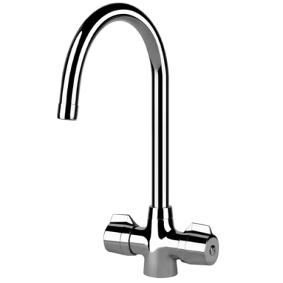 Image of Franke Smart Pro Cruciform Two Lever J Swivel Spout Kitchen Tap in Chrome