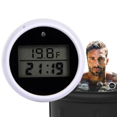 Image of Water Thermometer Timer for Ice Bath,Digital Bath Temperature Thermometer,Pool Thermometer,Floating Pool Cold Tub Baths Accessories ﻿ (Black)