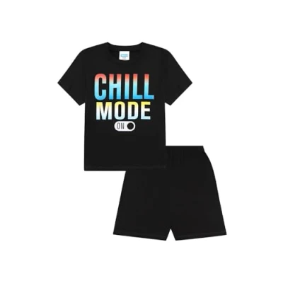 Image of Boys Chill Mode Short Cotton Pyjama Set Kids Gaming Pyjamas (11 12 Years) Black