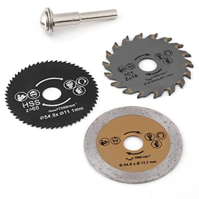 Image of 3pcs Circular Saw 54.8mm HSS Mini Blade Cutting Disk Kit Rotary Tool with Mandrel