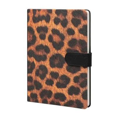 Image of Kokonote Notebook A5 Luxe Bold Leopard Faux Leather A5, Dotted Notebook, Journal Sketchbook, Hardback/University Stationery, Cute Stationery