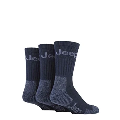 Image of Mens 3 Pair Jeep Luxury Terrain Boot Socks Navy / Sky 6 11