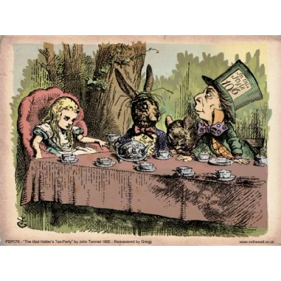 Image of onthewall Alice in Wonderland Tea Party Vintage Art Print Poster 40x30cm (PDP 078) White, 30 x 40 cm, PDP078d