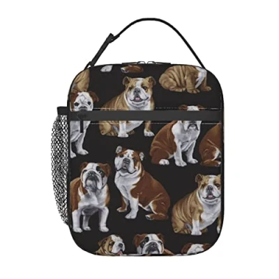Image of English Bulldogs Lunch Bag, Durable Insulated Box Reusable Adults Tote Bag Cooler