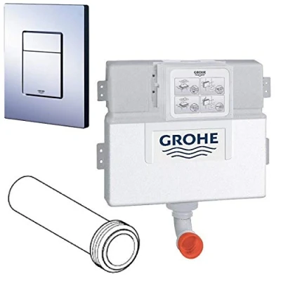 Image of Grohe 38422 WC Concealed Cistern Dual Flush 38732 Cosmo Chrome Plate 37489 Pipe