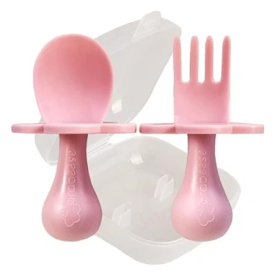 Image of Grabease Toddler Utensils Baby Forks for Self Feeding, Bpa Free &amp; Phthalate Toddler, 1 Set, Blush
