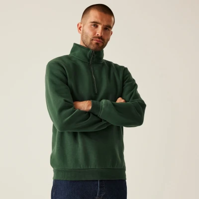 Image of Regatta Professional Men&#039;s Durable Pro Quarter Zip Sweatshirt Dark Green, Size: L