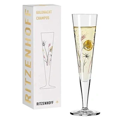 Image of Ritzenhoff 1071013 Goldnacht #13 Champagne Flute, Crystal Glass, Black, red, Gold