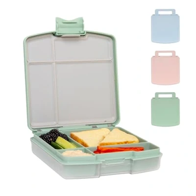 Image of Ubbi Bento Box for Kids, BPA Free, Leakproof, Dishwasher Safe, Food Safe Material, Toddler and Kids Travel Lunch Containers, 4 Compartments, Sage Green