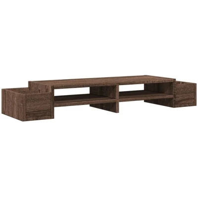 Image of vidaXL Monitor Stand with Storage Brown Oak 100x27x15 cm Engineered Wood