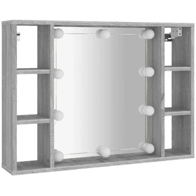 Image of vidaXL Mirror Cabinet with LED Grey Sonoma 76x15x55 cm
