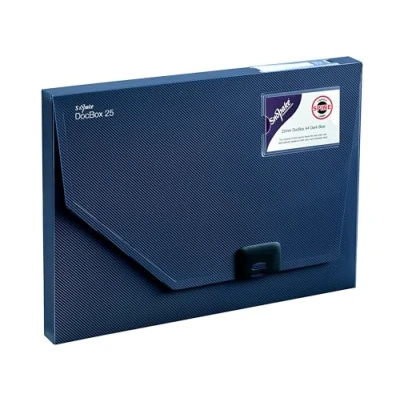 Image of Snopake A4 DocBox Dark Blue 25mm Box File with Push Lock [Pack of 1] Ref: 12845