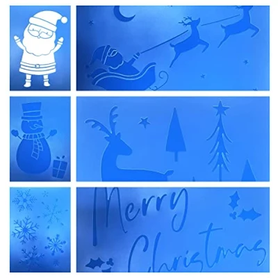 Image of Tallon International 6 Snow Spray Stencils for Christmas Plastic Reusable (22045)