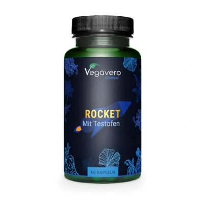 Image of Vegavero Rocket Performance &amp; Long Lasting Supplement Testofen®, Black Maca, L Arginine, Cordyceps Sinensis, Panax Gingseng Ashwagandha KSM 66® NO Additives Vegan