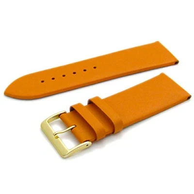 Image of Fine Calf Leather Watch Strap Band 26mm Orange with Gilt (Gold Colour) Buckle. Spring Bars (Watch Pins) W113/26