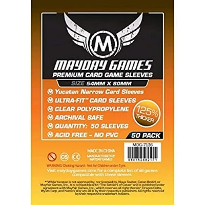Image of Mayday Polypropylene (PP) 50 x 54x80mm Yucatan Narrow Card Game Sleeves, Pieces