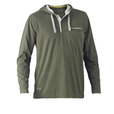 Image of Bisley Workwear UKBK6220_BTHY T Flex &amp; Move Cotton Shirt Hoodie Long Sleeve Green Marle, 2XL