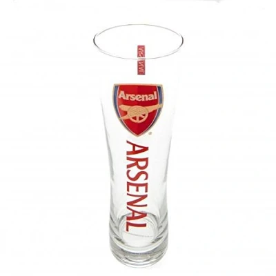 Image of Arsenal FC Official Football Gift Tall Beer Glass A Great Christmas / Birthday Idea For Men And Boys