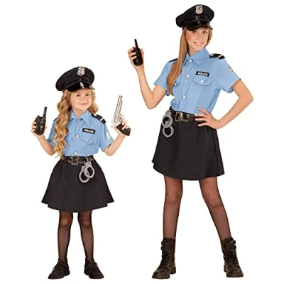 Image of WIDMANN 04006 Children&#039;s Policeman Costume, Blue, 128 cm / 5 7 Years