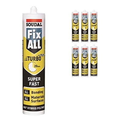 Image of Pack of 6, Soudal Fix All Turbo Super Fast Bonding High Tack SMX Sealant Strong Bond Adhesive Polymer Silicone