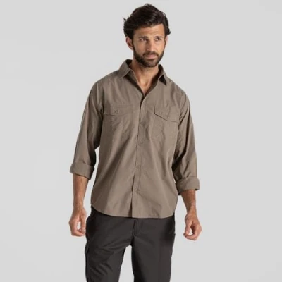 Image of Craghoppers Mens Kiwi Ls Hiking Shirt, Pebble, S EU