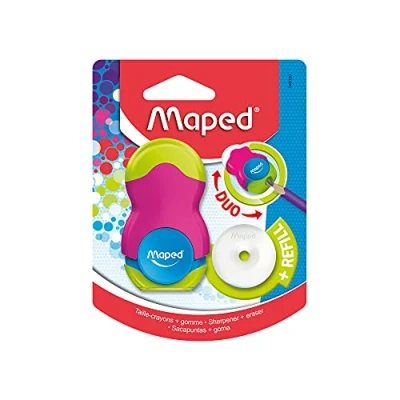 Image of Maped Loopy Coloured Duo Eraser and Pencil Sharpener (Assorted Colours)