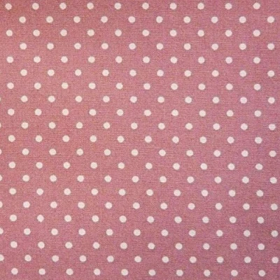 Image of Rose Pink 100% Cotton SML White Polka Dot Spot Fabric (Per Metre)