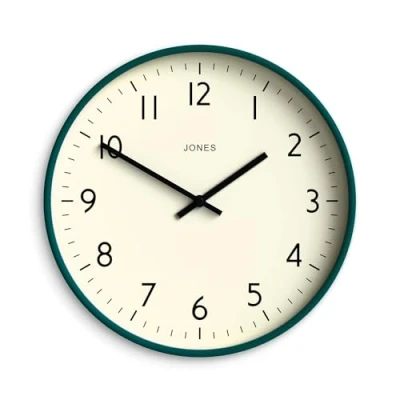 Image of Jones Clocks® Vibrant Round Wall Clock in Acrylic the &#039;Studio&#039; Green, 30 x 4cm